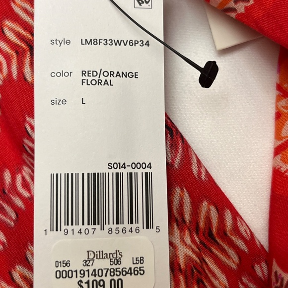 NWT Liverpool Los Angeles Red/Orange Print Top.  Sz. Lg. - Picture 13 of 16